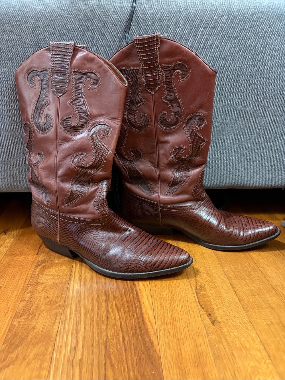 Nine West Brown Leather Western Cowboy Boots